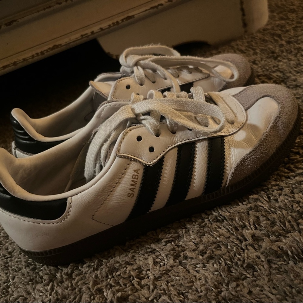 Adidas White and Black Samba Retro Sneakers